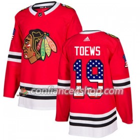 Adidas Maillot de Hockey Chicago Blackhawks Jonathan Toews 19 2017-2018 Rouge USA Flag Fashion Authentic - Homme